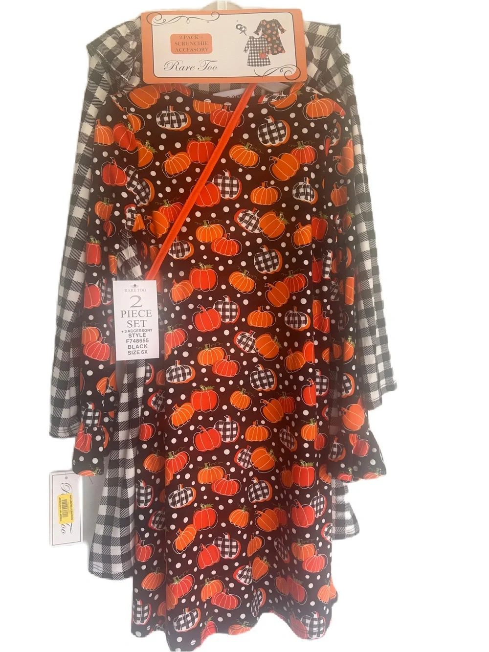 Dillards Rare Too Girls Halloween Autumn 2-Piece Dress Set NWT Size 6X